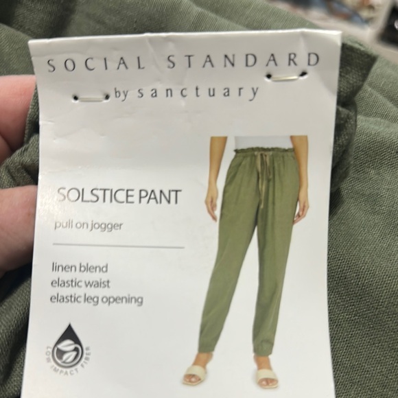 Sanctuary Pants - Sanctuary linen Dark Green Jogger Pants